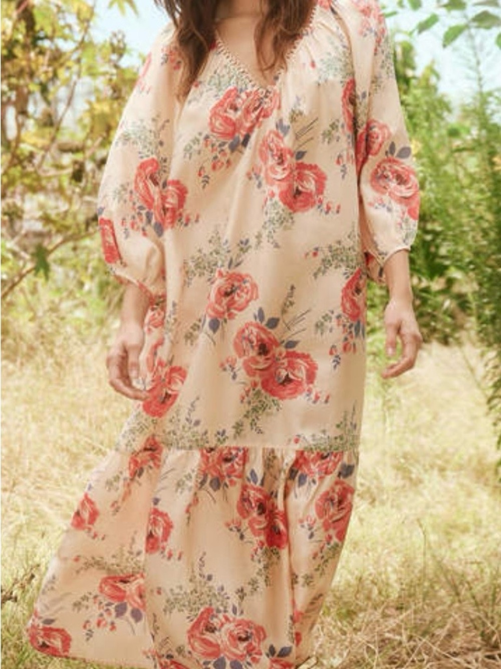 The Great. The Vestige Silk in Echo Rose Print Maxi dress Sz 1 (US S) - Picture 4 of 13